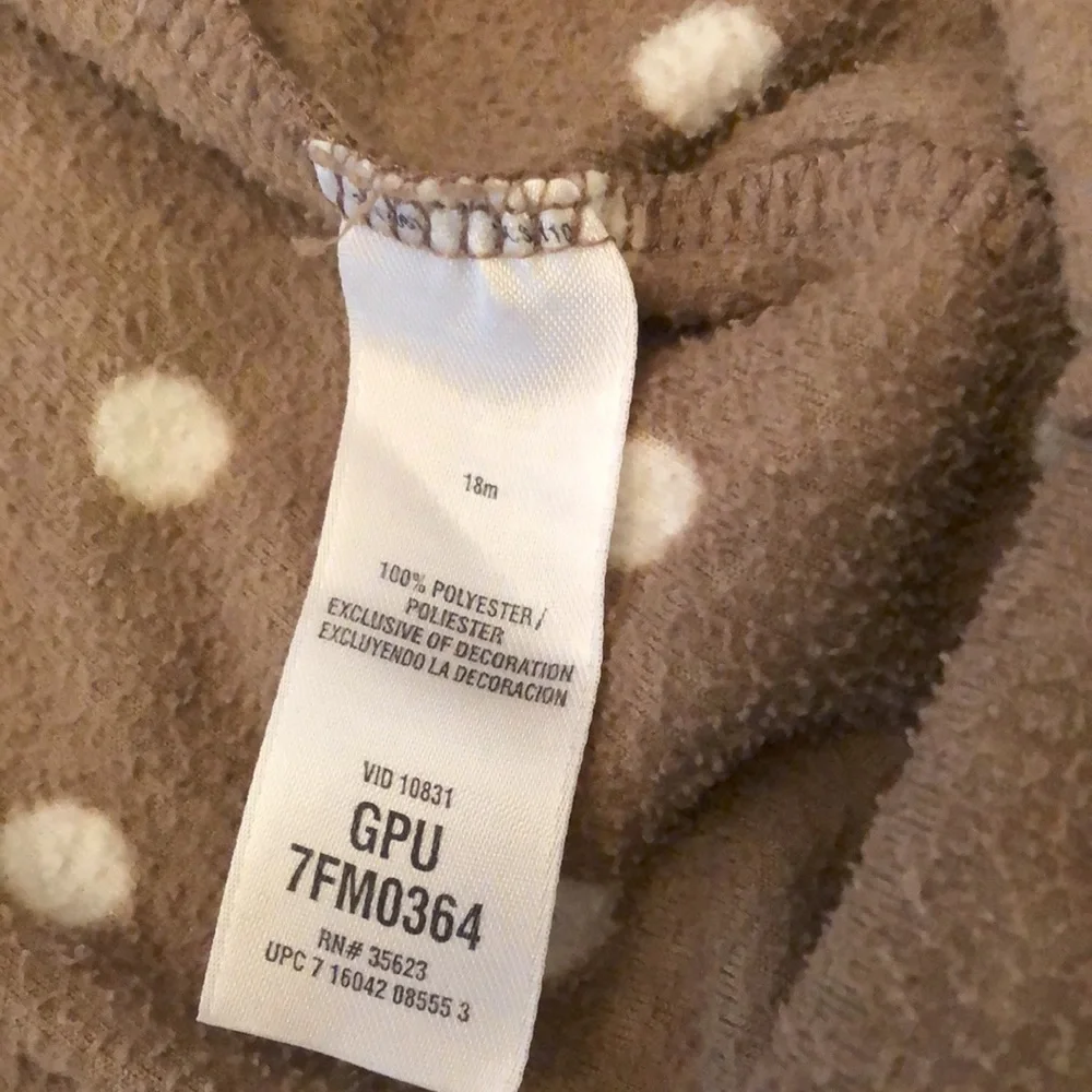 Carter’s Brown Zip-Up Fleece Sleep and Play Footed Pajamas Size 18 months
